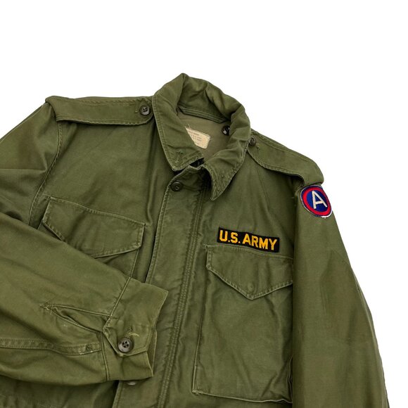 Vintage US Army Jacket Medium Coat Wind Resistant Sateen Olive QM Shade 107 60s - Picture 3 of 6